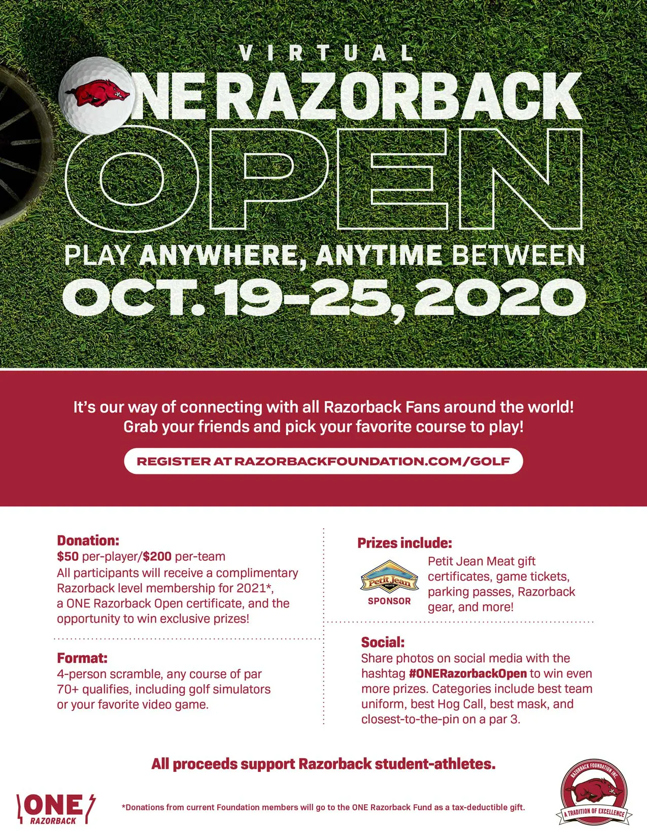 Razorback Foundation golf tournament flyer